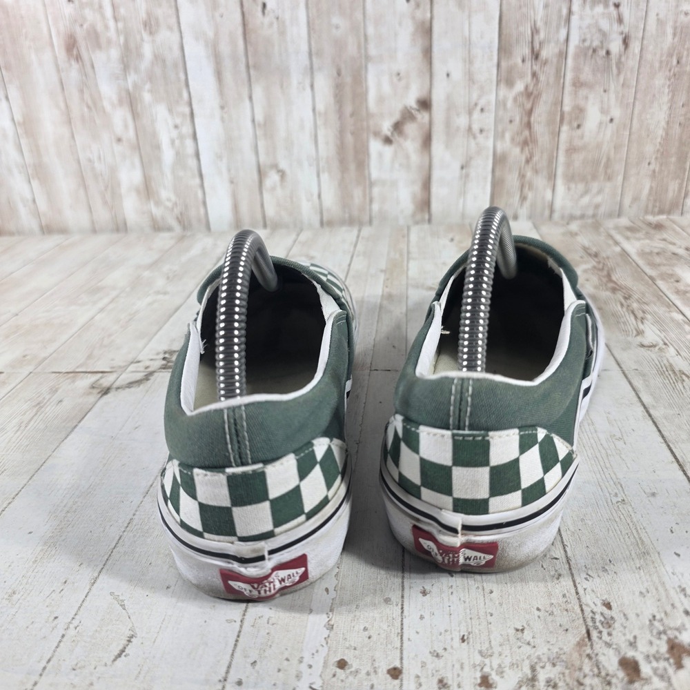 Vans Classic Slip-On Green White Checkerboard Sneakers Womens 8.5 Mens 7.0 - Picture 3 of 8